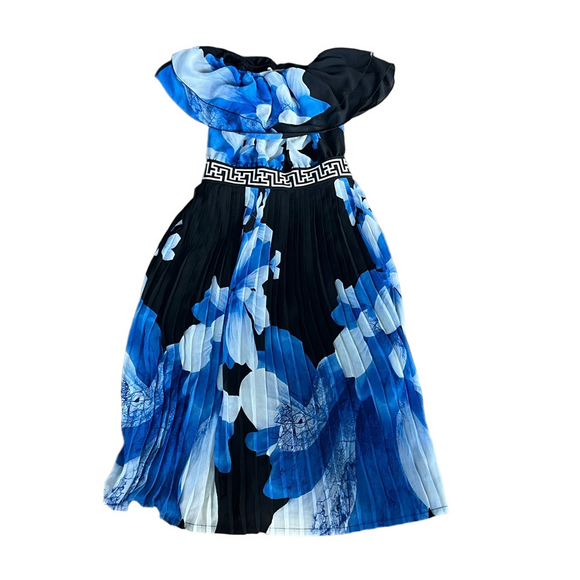 Dresses & Skirts - Women’s Elegant Blue Floral Dress